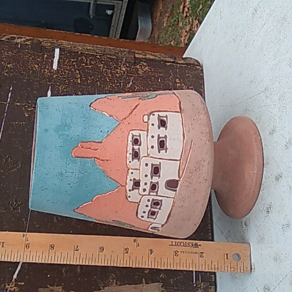 🌅 Southwest Adobe Pueblo House CLAY Ceramic Sculpted Bowl Vase Candle EPLC